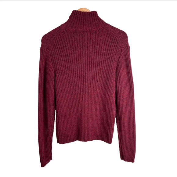 VTG Eddie Bauer Turtleneck Sweater L Ribbed Knit Chunky Burgundy Christmas Ski - Picture 3 of 8